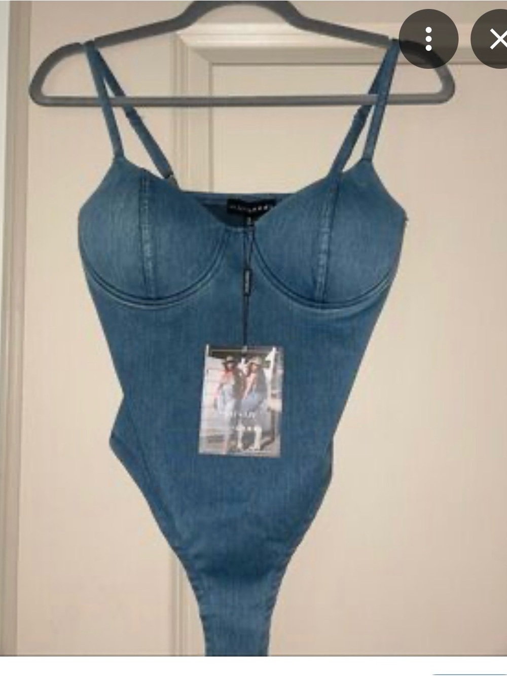 JLUXLABEL Denim Bustier Bodysuit - Blue